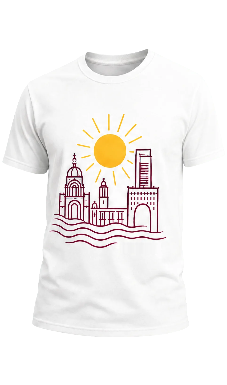 Camiseta blanca personalizada con diseño de ciudad