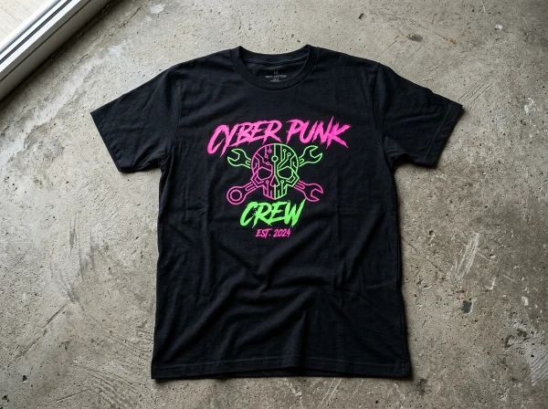 Camiseta con impresión DTF Fluorescente neón con luz normal de día colores vivos