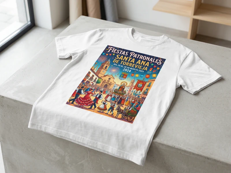 Camisetas con el cartel oficial de las fiestas patronales del pueblo