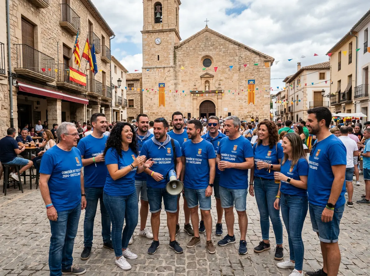 Camisetas para comisión de fiestas personalizadas con cargo y escudo municipal