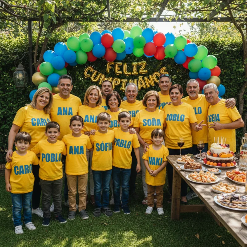 Camisetas cumpleaños y reunión familiar personalizadas como recuerdo