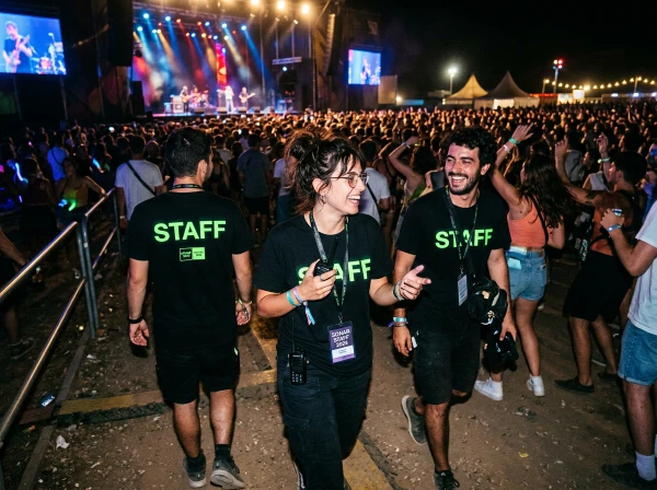 Camisetas DTF Fluorescente staff festival música luz UV neón