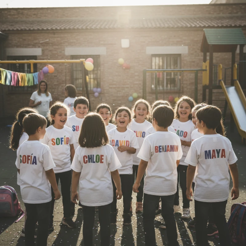 Camisetas fin de curso infantil y primaria con nombre de cada niño