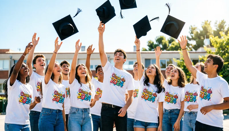 Camisetas graduación ESO y bachillerato personalizadas con nombre de cada alumno
