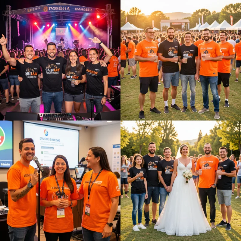 Camisetas staff evento personalizadas con logo y rol del organizador