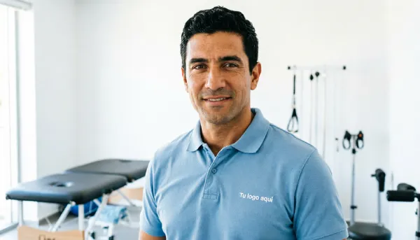 Polo corporativo personalizado con logo para clínica y sanidad — uniforme médico personalizado