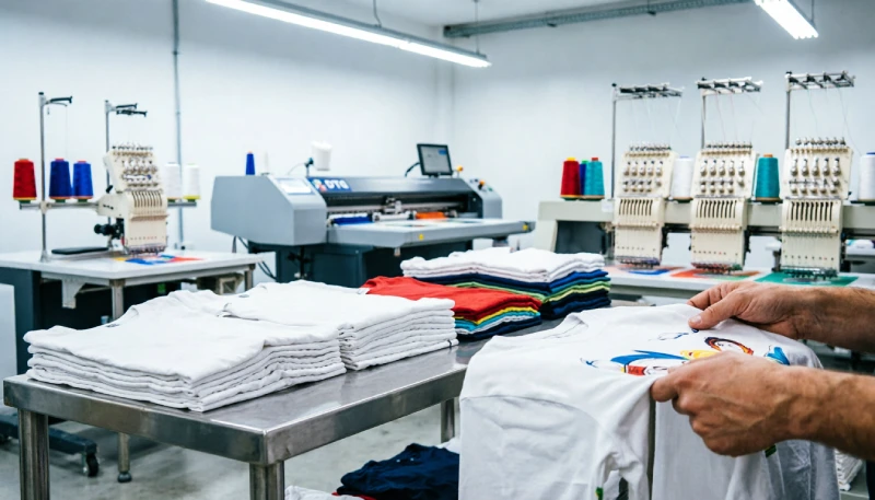 Producción propia de camisetas personalizadas en Fuenlabrada Madrid con máquinas DTF y bordado