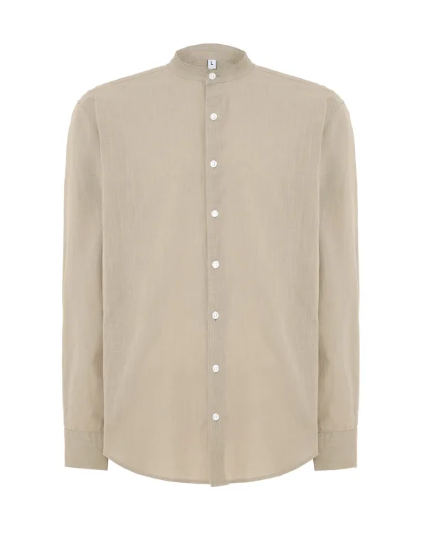 Camisa de Trabajo de Cuello Mao para Hombre