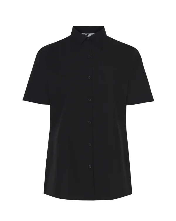 Camisa de Uniforme Lisa Manga Corta para Mujer